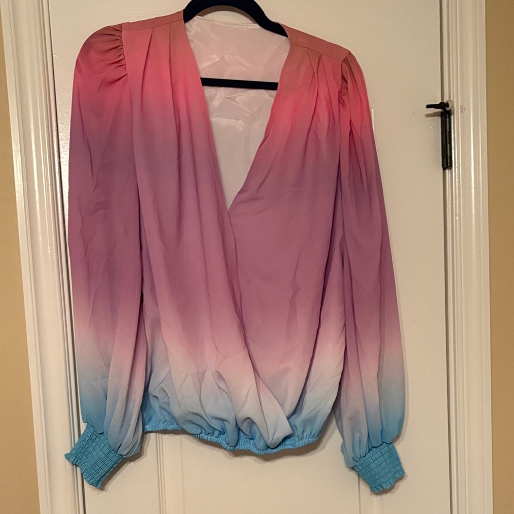 Gradient Pink and Blue Women's Top